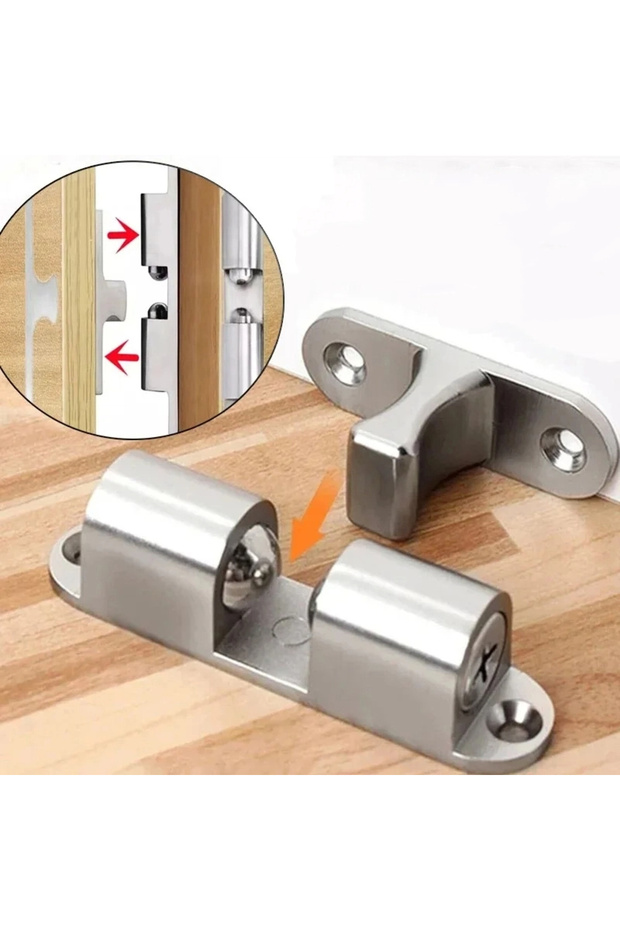 Silver 1pcs 1/3pcs Furniture Door Ball Latch Brass Double Roller Spring Ball Catch Latches Cabinet C
