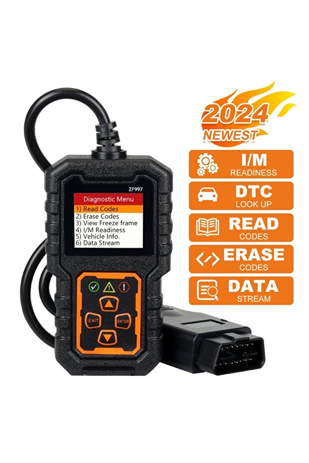 ماسح ضوئي متقدم أسود لنظام OBD II لقراءة أكواد أعطال محرك السيارة، أداة تشخيص قادرة على القراءة والمسح