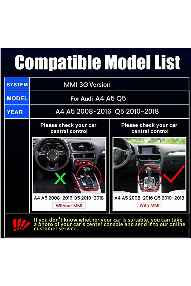 مع نظام MMI 3G اللاسلكي CarPlay لسيارات أودي A4 وA5 (2008-2016) وQ5 (2010-2018) وAndroid Auto وMirror Link وAirPlay