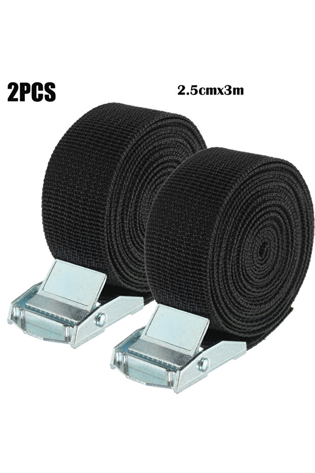 black 3m 2pcs 2-Pack Adjustable Buckle Eyelash Straps up to 600 Pounds (Approx. 272.2 Kg) for Motorc