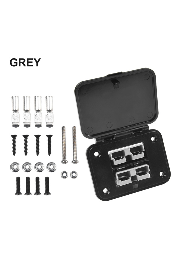Grey 1 Set 50A 600V Twin Dual Flush Mount Bracket For Plug Power Connection For 12-6 AWG Diameters R