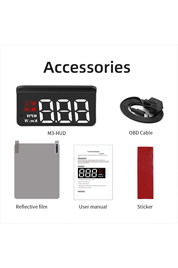 شاشة عرض أمامية M3 OBD2 M1 GPS HUD، جهاز كمبيوتر OBD2 للسيارة، جهاز عرض سرعة السيارة، كمبيوتر السيارة المدمج