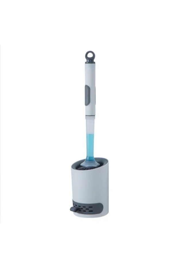 white Soft Bristle Toilet Brush Set with Holder Long Handle Plastic Household WC Cleaning Tool for B