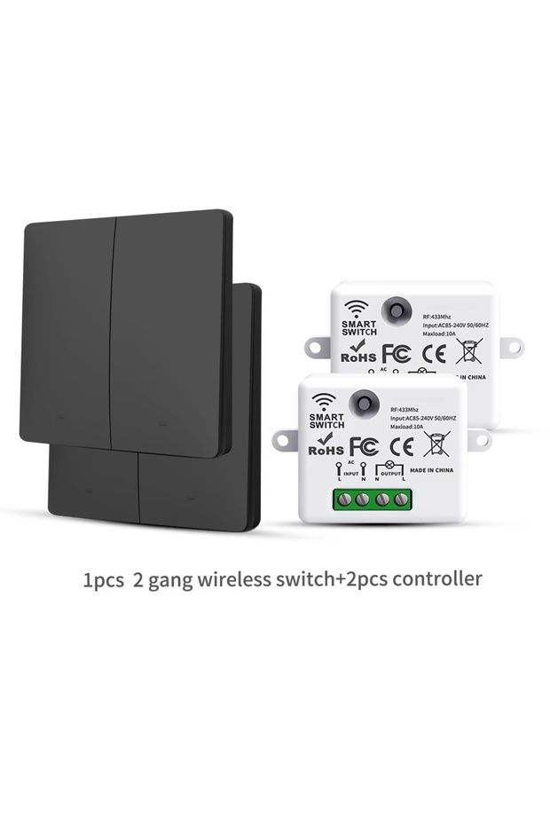 مفتاح إضاءة ذكي لاسلكي 2x2gang2receiver LVGEMSS RF433 ذاتي التشغيل ومقاوم للماء للتحكم عن بعد في الإضاءة