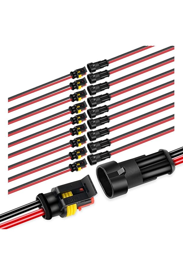 2P 10pcs 10pcs 5pairs 2 Way Car Waterproof Electrical Connector,16 AWG 2 pin Plug Auto Electrical Wi