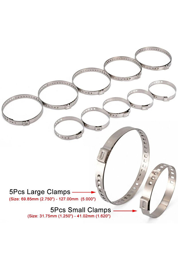 10pcs 5set 30/10 Adjustable CV Boot Clamp Kit Stainless Steel Universal CV Boot Clamp 2 Size CV Boo