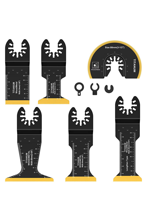 6pcs 3/6PCS Titanium Oscillating Saw Blades Kit, Plunge Cutting Multitool Blades for Metal Wood Nail