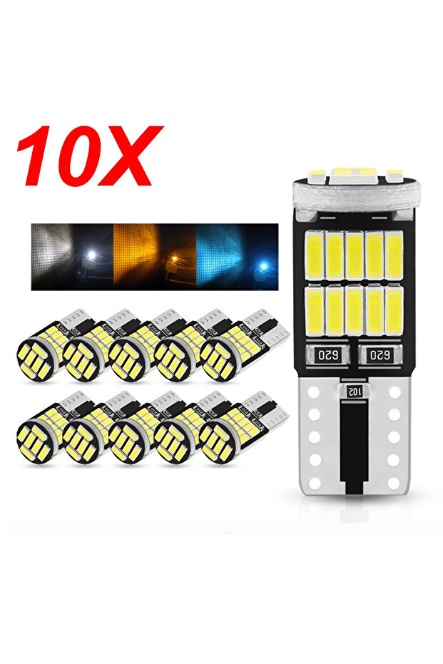WHITE 10pcs T10 W5W 194 501 Led Canbus No Error Car Interior Light T10 26 SMD 4014 Chip Pure White I