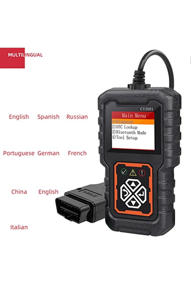 أداة تشخيص OBD2 للسيارة بحجم واحد، قارئ أكواد، جهاز اختبار جهد السيارة، ماسح ضوئي لرموز أعطال المحرك، - 3