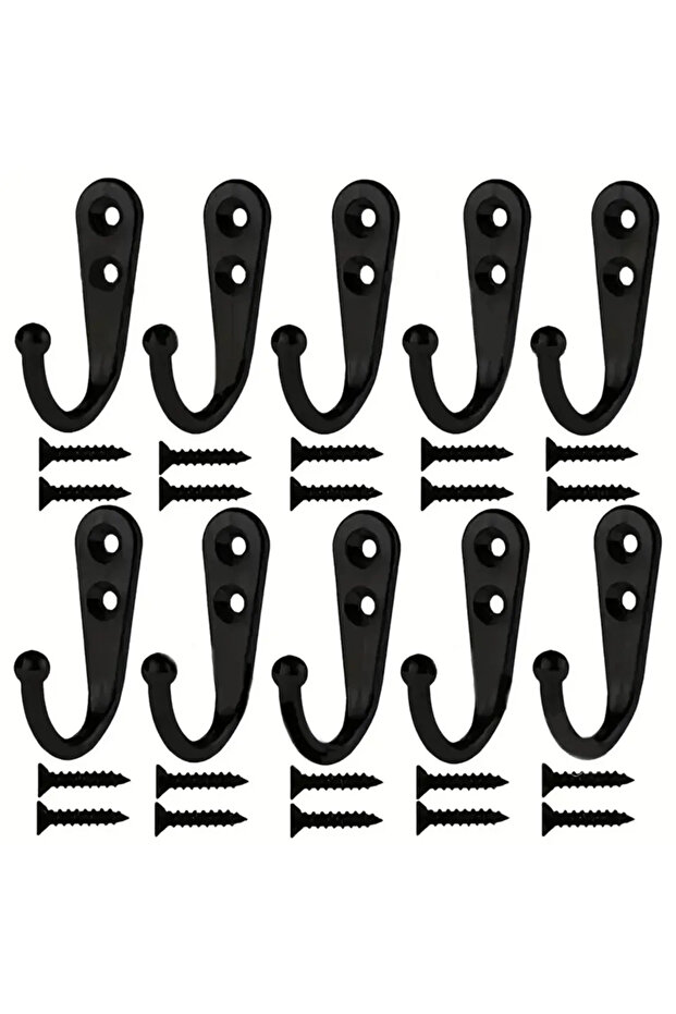 Black 10Pcs 10Pcs Retro Wall Hooks Hangers Door Wall Mounted Coat with Screws Suction Heavy Load Rac