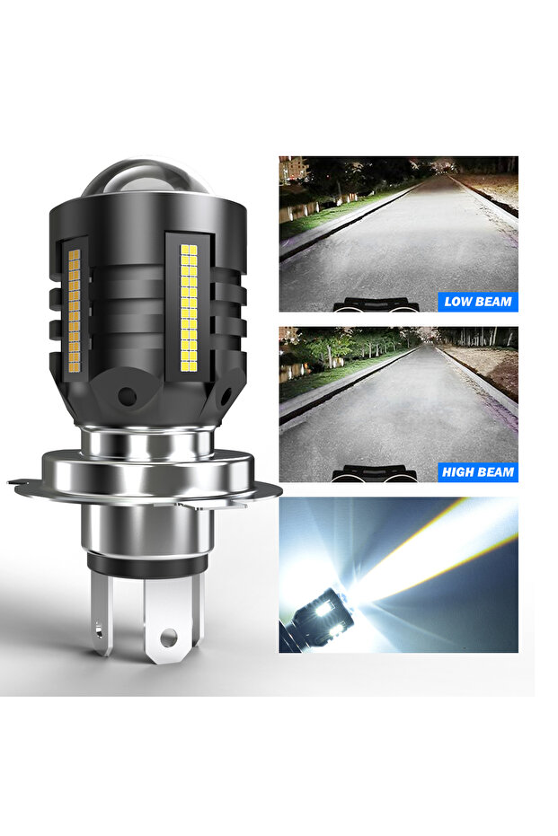 H4 White White 1pcs 9003 H4 Led Motorcycle Headlight 12V H4 Led Moto Bulbs 16000LM Super Bright 6500