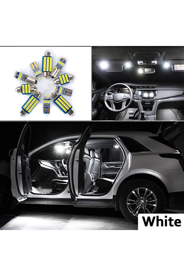 طقم إضاءة LED داخلي أبيض مكون من 13 قطعة، يعمل بنظام كانبوس، مناسب لسيارات شيفروليه أورلاندو موديلات 2011، 2012، 2013، 2014