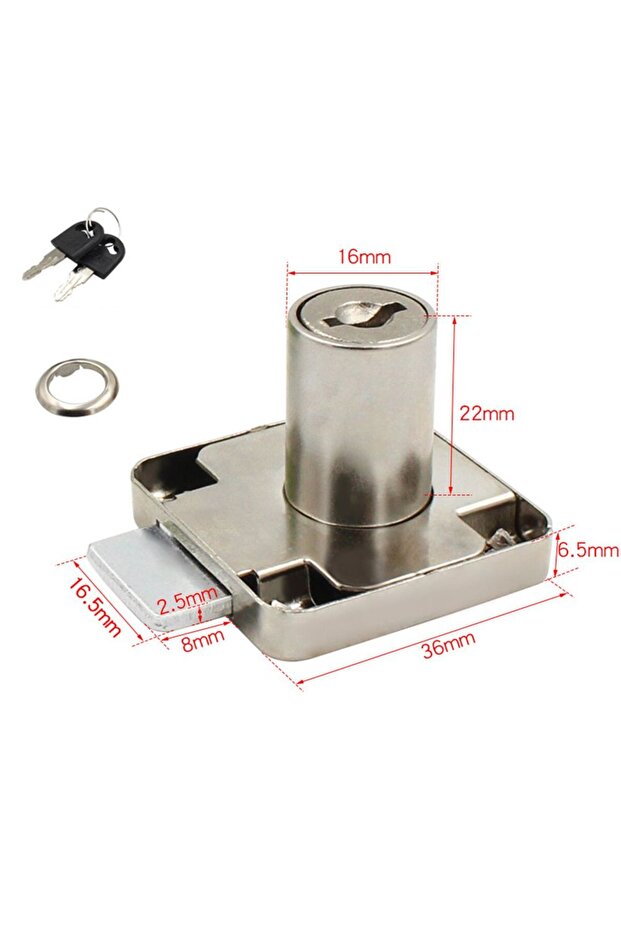 Small Zinc Alloy Drawer Lock Burglarproof Home Office Security Desk Wardrobe Cabinet Locker with 2 K