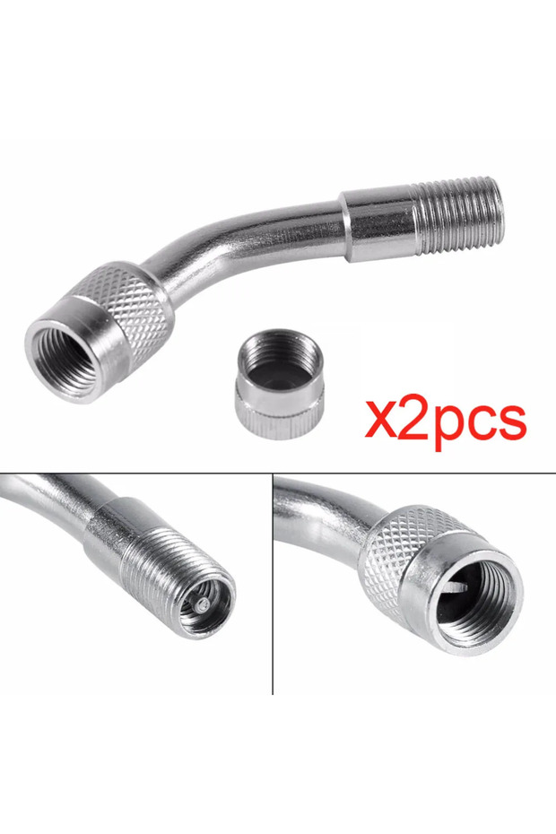 Silver 135 Degree 2Pcs Motorcycle 45 90 135 Degree Angle Bent Valve Adaptor Tyre Tube Valve Extensio