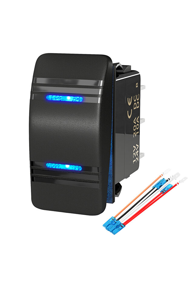 ON-OFF-ON Latching Marine Rocker Switch 12V 20A 3 Position ON Off ON Latching DPDT 7 Pin 3 Way Car T
