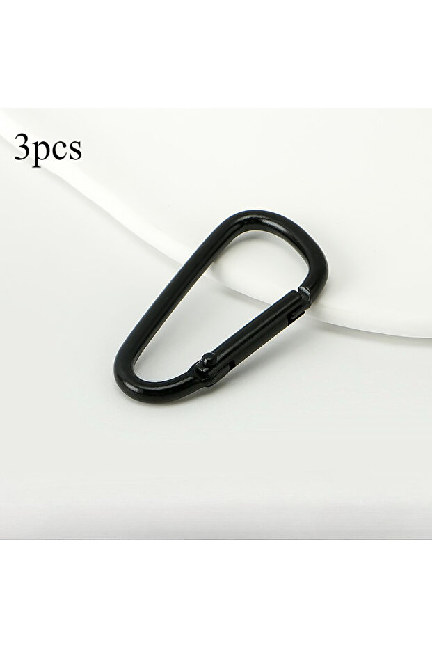 3pcs-black 3pcs D-shaped Carabiner Climbing Buckle Outdoor Outdoor Hiking Keychain Ear Shell Hook Mi