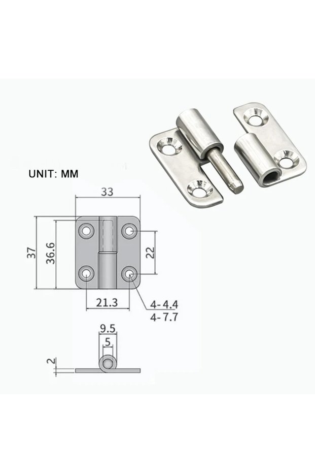 40X30X1.5 Right 1pc Detachable Hinge Slip Flag Lift Off Demountable Door Stainless Steel Removable