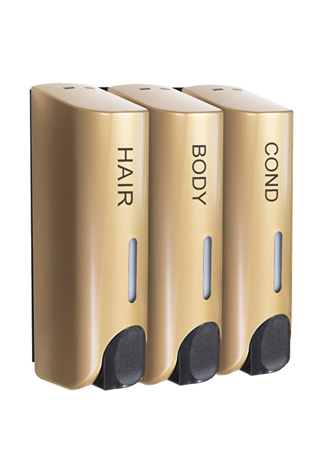 Gold Triple 350ml Shower Bath Shampoo Dispenser Multi-Purpose Wall-Mount Body Wash Dispenser