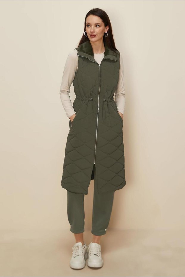 Waist-Tieded Quilted Vest 45273