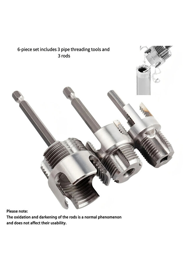 مجموعة من 3 قطع، أداة متكاملة لربط خيوط الأنابيب الداخلية والخارجية، أداة قطع خيوط الأنابيب ثنائية الوظيفة - 1
