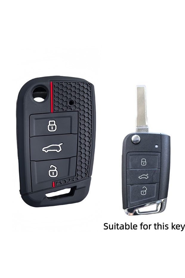 Black Red Line Silicone Car Key Case Cover for Volkswagen VW Golf 7 MK7 Tiguan Mk2 for Skoda Octavia