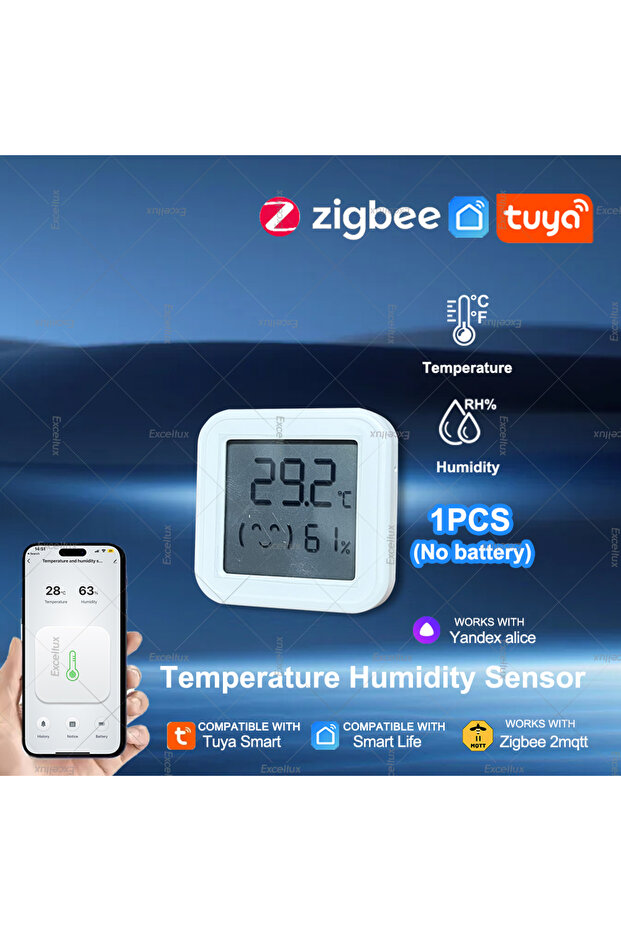 1PCS Tuya Smart Mini Zigbee Temperature and Humidity Sensor with LCD Screen For Smart Home Works Wit