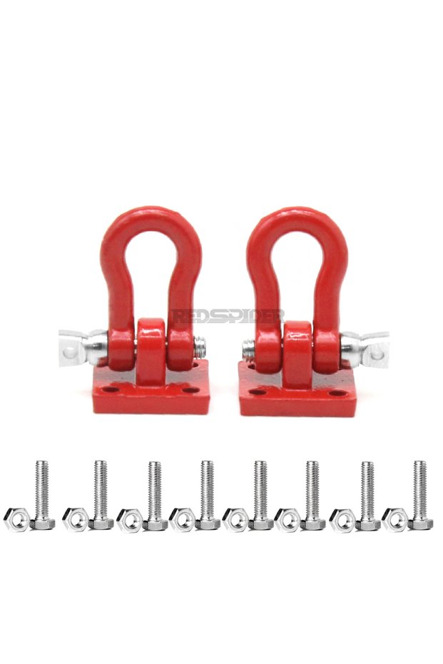 Red Metal RC Crawler Trailer Tow Hook Hooks Buckle Winch Shackles for 1/10 Scale RC Crawler Truck TR