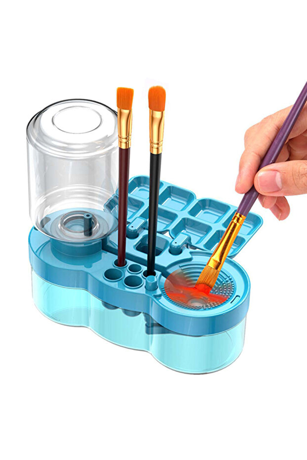 Blue 4 in 1 Paint Brush Cleaner Tools Multifunctional Palette Brush Rinser Tool for Artist Beginner