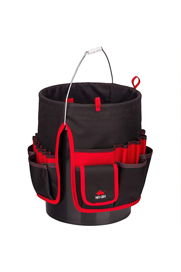 Red Bucket Organizer Pouch Storage Bag 42 Grids Pocket Gardening Tool Bag Garden Tool Pouch Hand Too