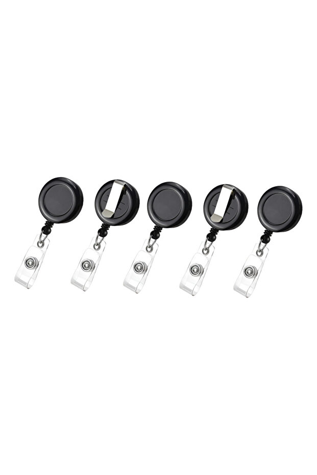 black 5 pcs Lonimia 5 Pieces Retractable Badge Holder with Belt Clip