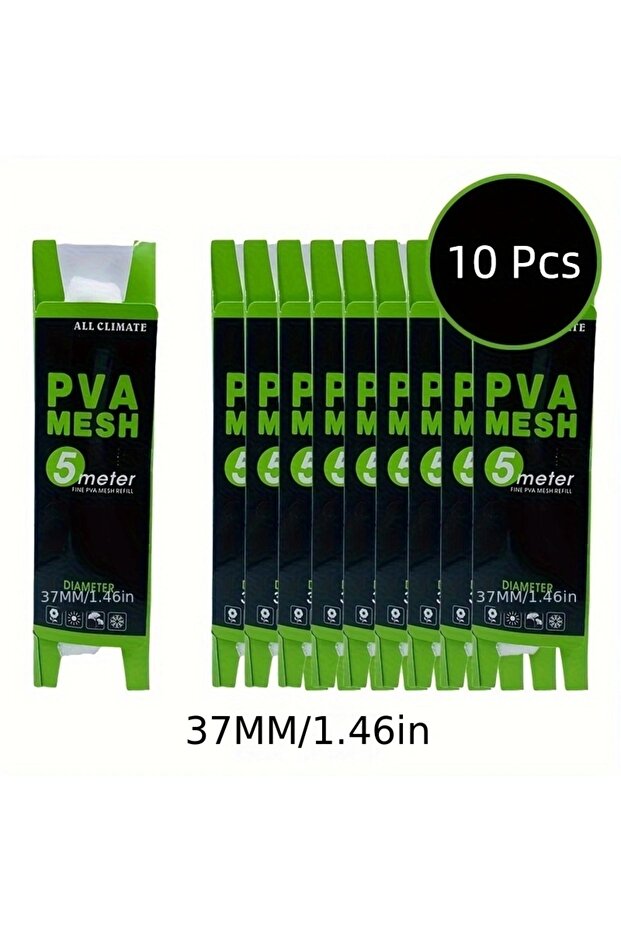 10pcs 37mm 5m 10pcs PVA Mesh Carp Fishing Feeder Bait Thrower Water Dissolving Nets, 5M 18mm 25mm 37