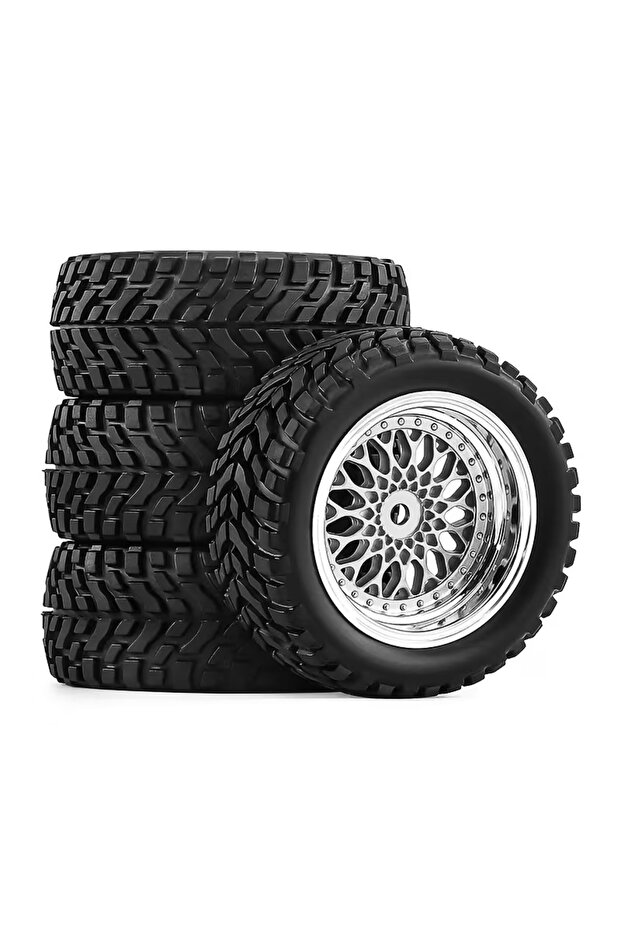 SILVER 1/10 RC Road Tires Wheels 12mm Hex Fit Tamiya TT01 TT02 Kyosho D3 Traxxas 4Tec 2.0, Plastic R