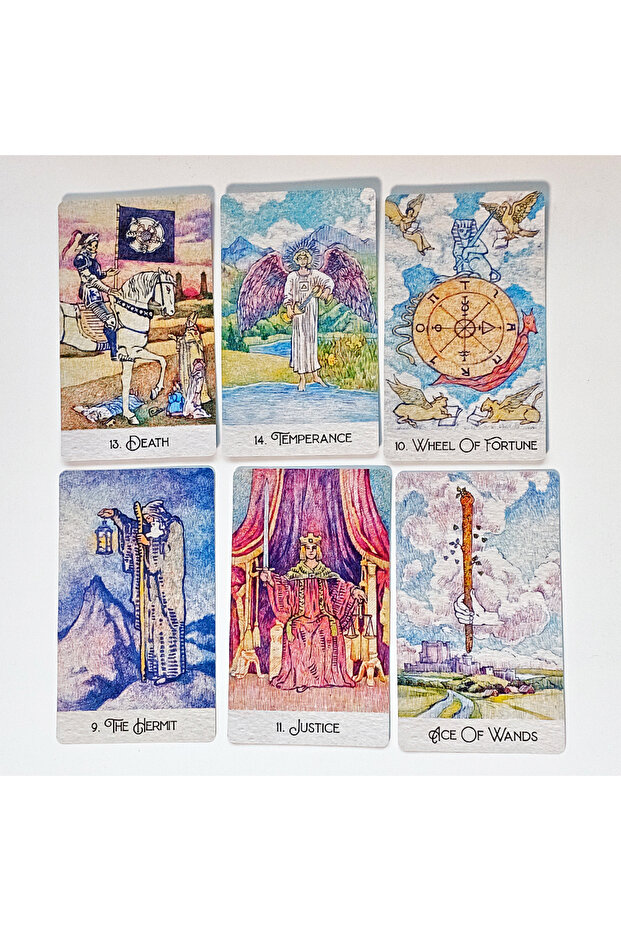 Blue 78 Pcs Tarot Cards Drawn with Ball Pens Printed on 350GSM Double-embossed Cardstock 12*7cm Redi
