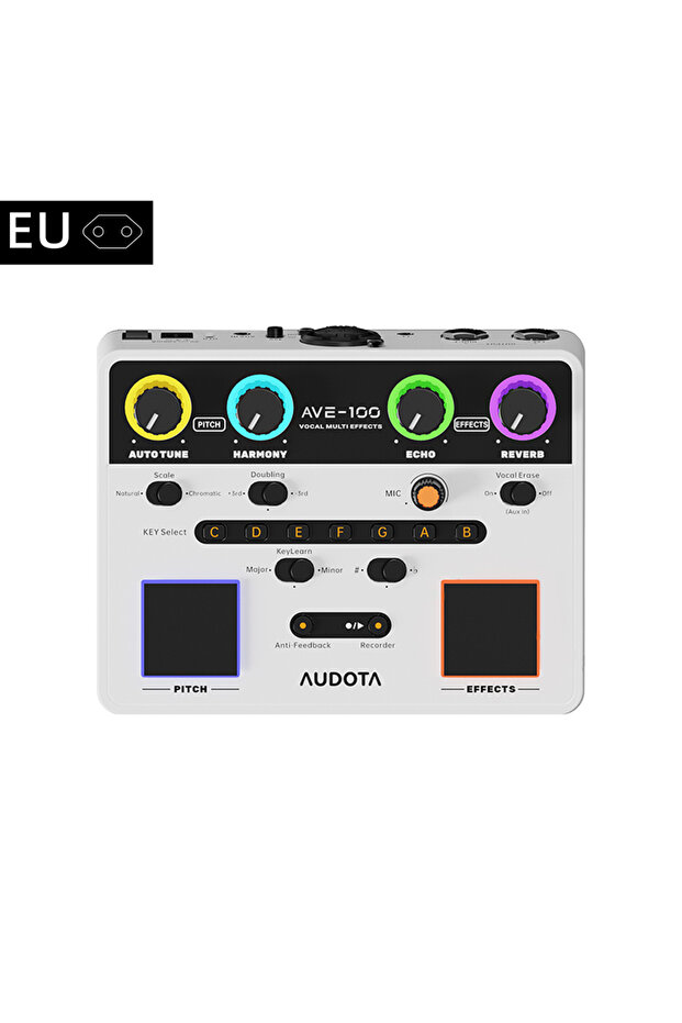 معالج الصوت EU AUDOTA AVE-100 - ضبط تلقائي للصوت، 3 أوضاع تناغم، وتأثيرات صدى/تأخير مع منفذ XLR/Jack I