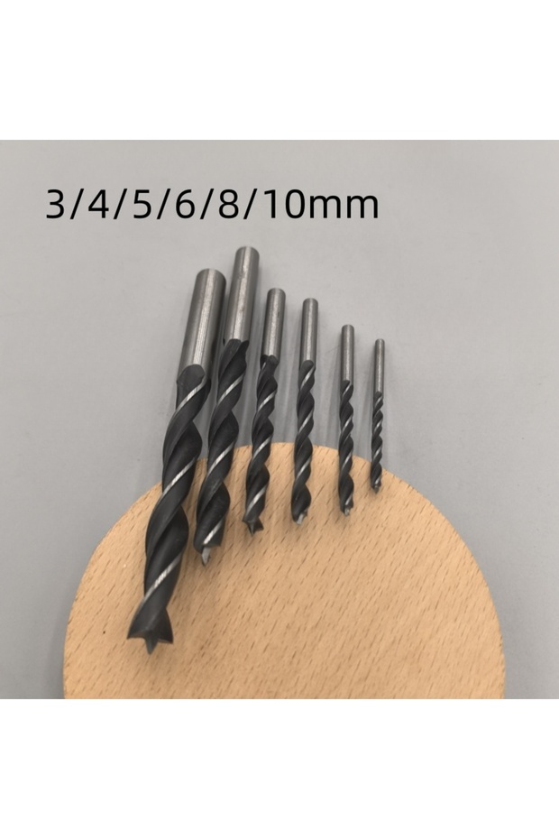 Round 6Pcs Woodworking Drill Bit Set 3/4/5/6/8/10 Millimeters Three-Point Hole Opener Wood Edge Twis
