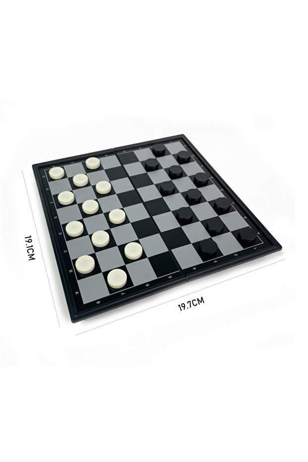 19.1cmx19.7cm Foldable Magnetic 64 Grid Checkers Board Game Portable Plastic Tabletop Travel Outdoor