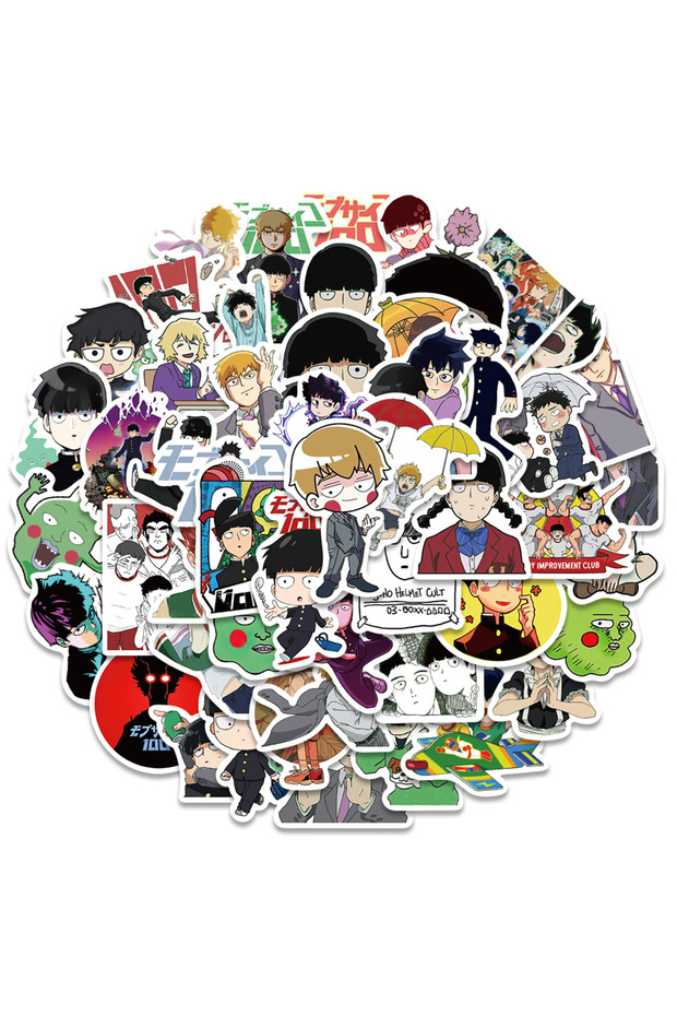 Bandai 50PCS 10/30/52pcs Japan Cartoon Mob Psycho 100 Stickers Cool Anime Decals DIY Luggage Station