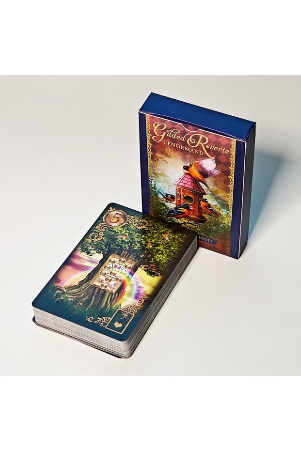 Burgundy Gilded Reverie Lenormand Deck 36 Pcs Lenormand Cards Printed on 350GSM Double-embossed Card