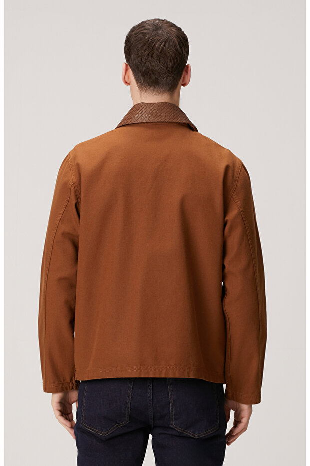 Camel Süet Detaylı Denim Ceket - 4