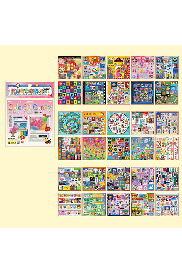 كتاب ملصقات مقطوعة بنمط سايبربانك، 30/60 ورقة، لتزيين دفاتر القصاصات وحافظات الهواتف.