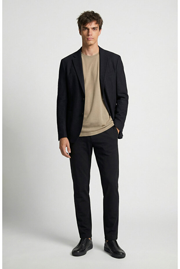 Siyah N-Tech Çift Yırtmaç Örme Ceket - 2