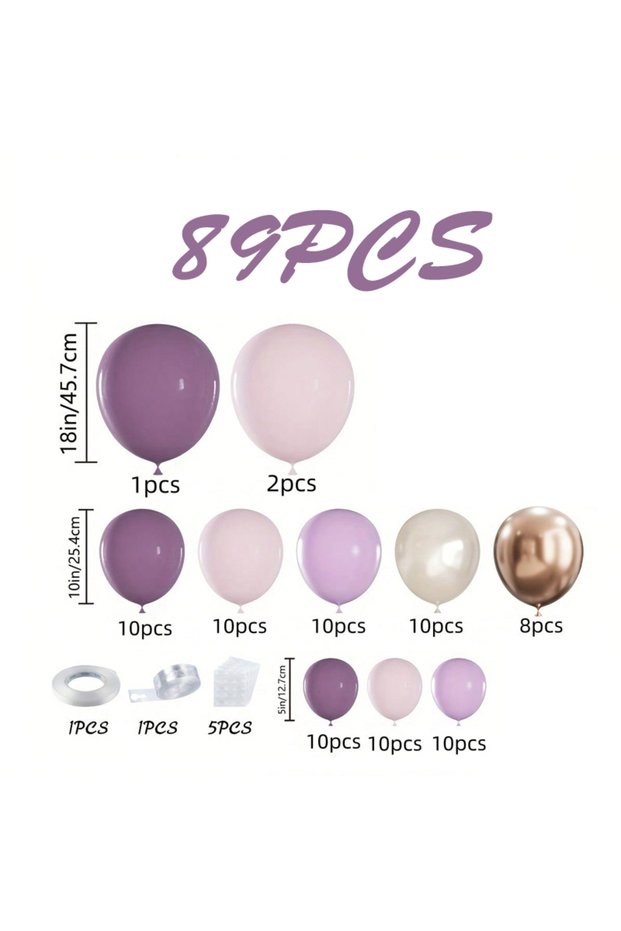 others 89PCS 1set Purple Sand White and Champagne Gold Latex Balloon for Birthday Parties Wedding An