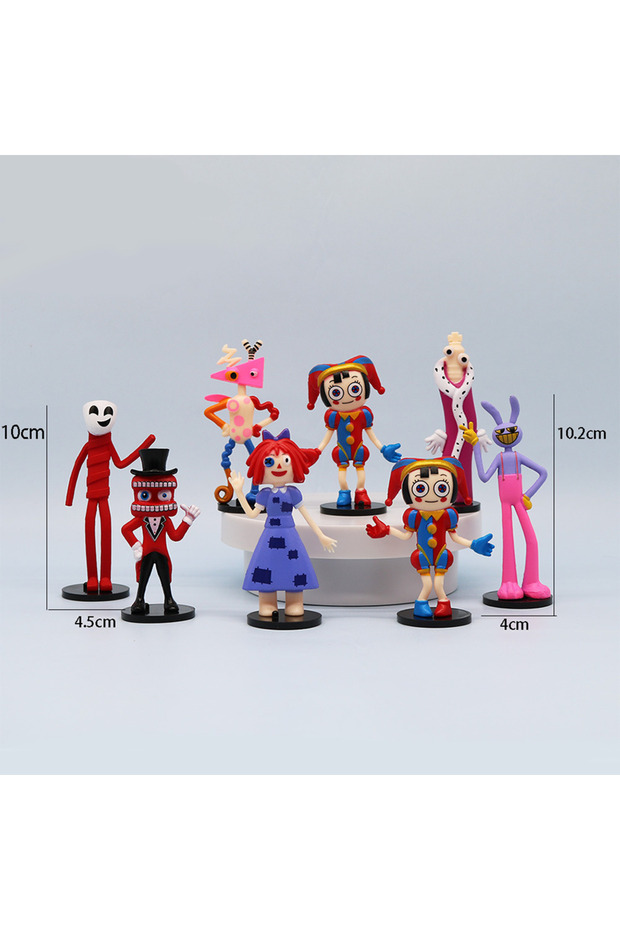 8pcs The Amazing Digital Circus 8 Styles Q Version Figurine Models, Rabbit Clown Dolls Cartoon Perip