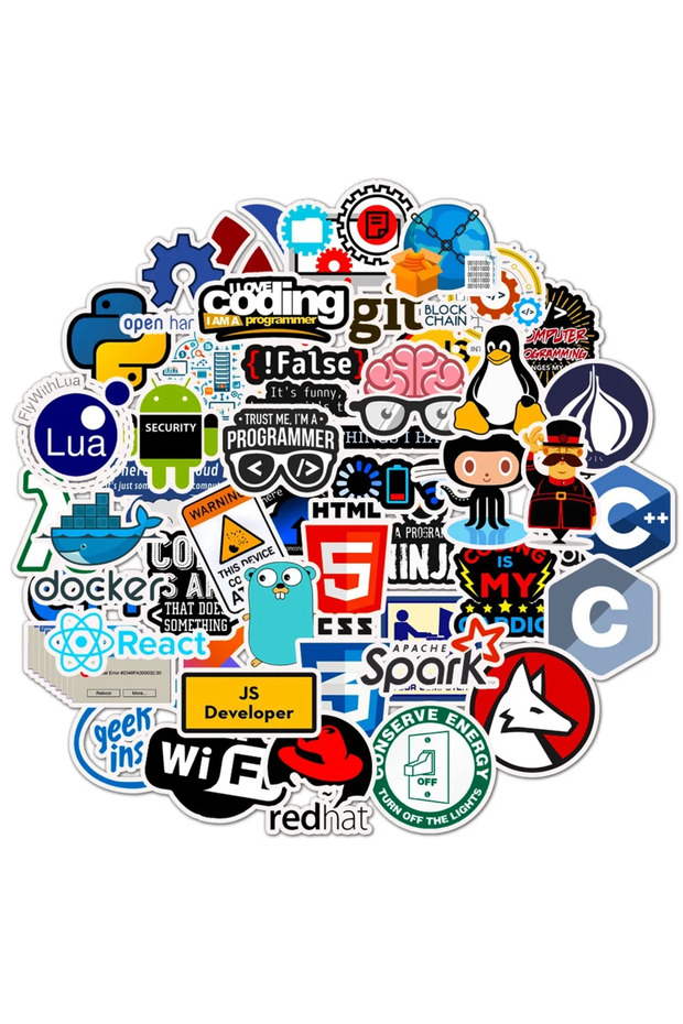 50 قطعة من ملصقات البرمجة للإنترنت، جافا، بي إتش بي، دوكر، إتش تي إم إل، بيتكوين - 1