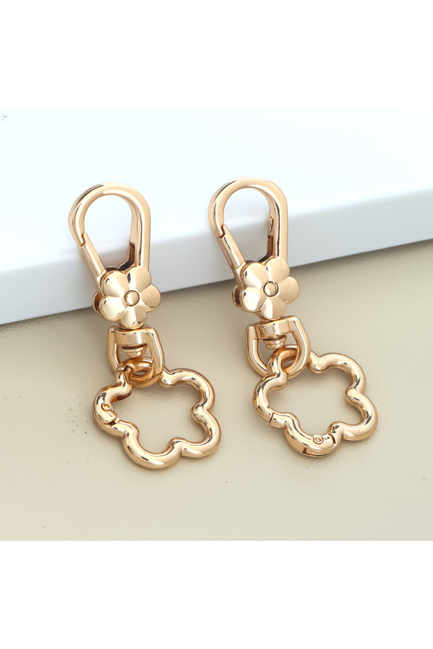 Gold 2Pcs Swivel Clasp Clip, Lobster Clasps with Flower Shape Keychain Clip Key Ring for Keychain Ba