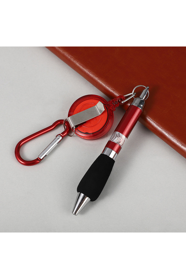 Choice Red ●1PCS Buckle Ring Lanyard Stationery Retractable Key Chain Ballpoint Pen Neutral Pen Easy