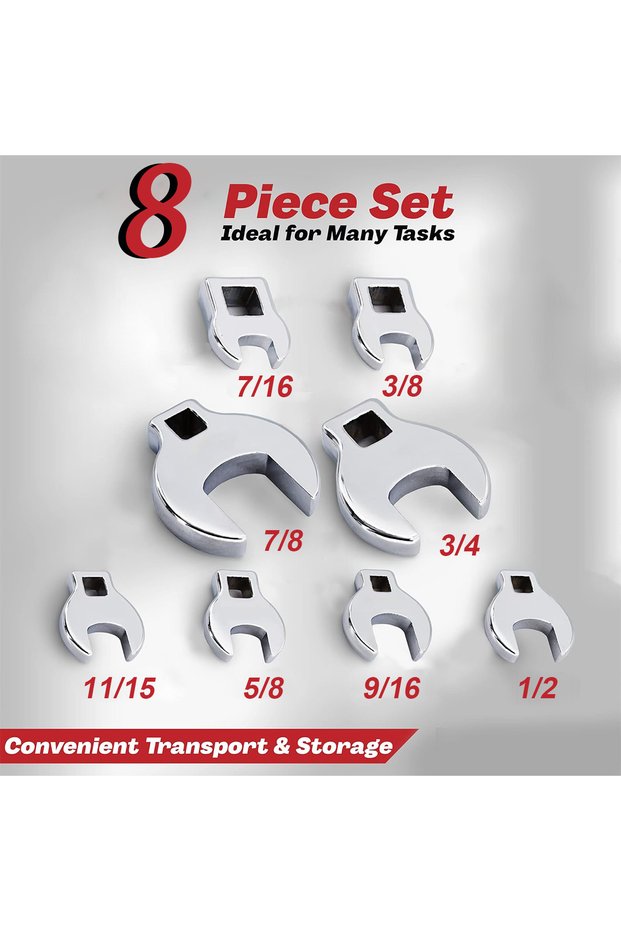 Metric Metric/Imperial 3/8 Inch Drive Crowfoot Wrench Set for Ratchet Torque Wrench Head Square 8-Pi