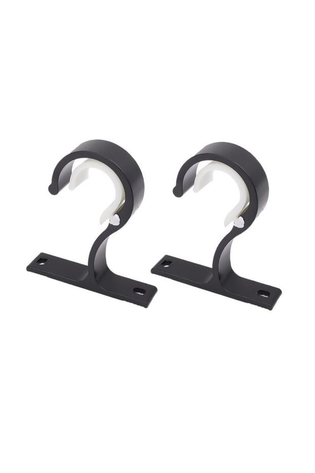 2pcs black 1-4pcs Curtain Rods Bracket Hanger Hook with Crossbar Fixing Clip Wall Hooks Organizer Ra