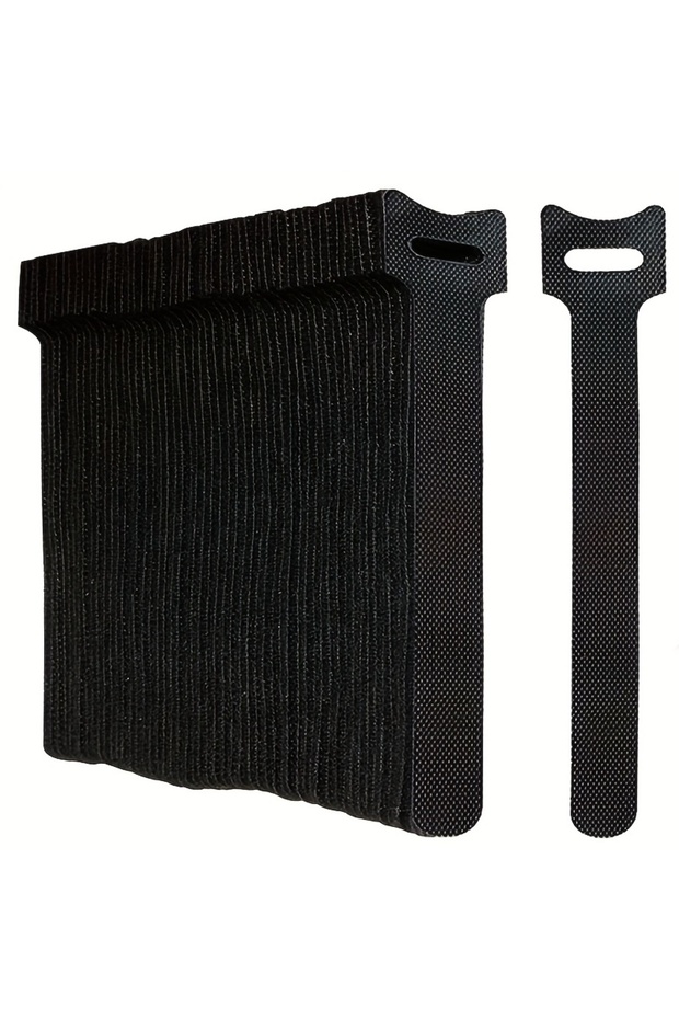 50pcs black Releasable Cable Ties Black Nylon Loop and Hoop Fastener Tape Cord Straps Wire Organizer