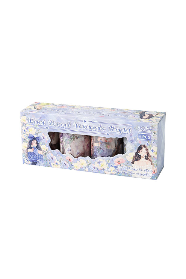 JDX-1121-1 4 Rolls/Box Beautiful Character Themed Sticker Set, DIY Journals, Photo Album Decorations